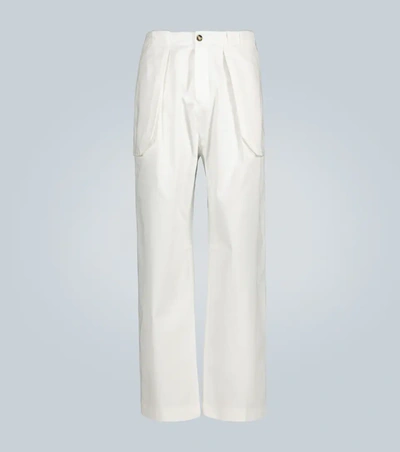 Wales Bonner Contrast-stitch Cotton-garbadine Trousers In White