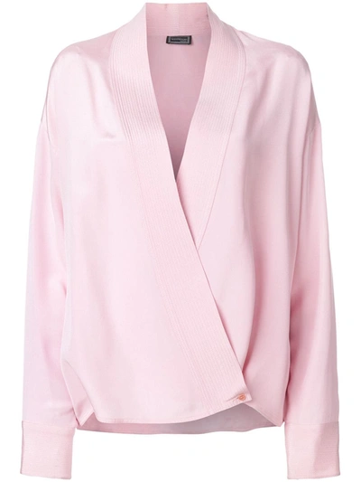 Pre-owned Versace Wrap Front Shirt In Pink