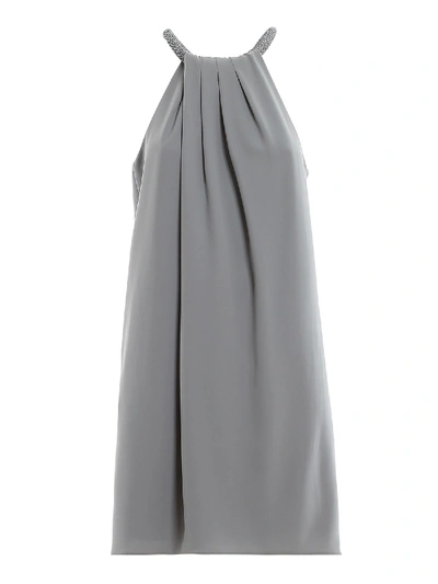 Emporio Armani Bead Neckline Dress In Grey