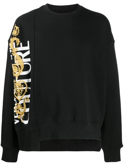 Versace Jeans Couture Baroque Print Asymmetrical Sweatshirt In Black