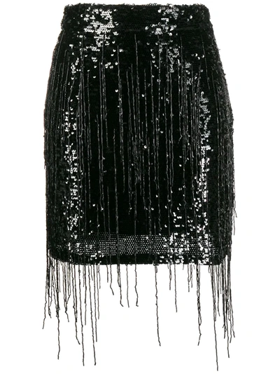 Amen Fringed Embroidered Mini Skirt In Black