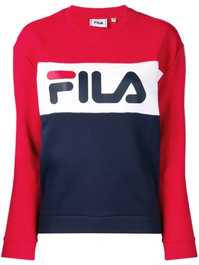 Fila Logo Cotton Blend Sweatshirt In Blue