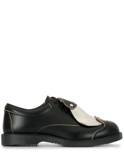 Comme Des Garçons Homme Deux Contrasting-panel Lace-up Shoes In Black