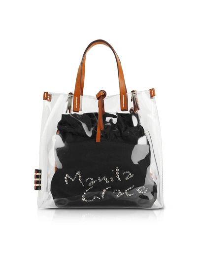 Manila Grace Transparent Tote Bag In Black