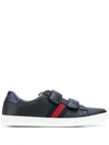 Gucci Kids' Double Strap Sneakers In Black