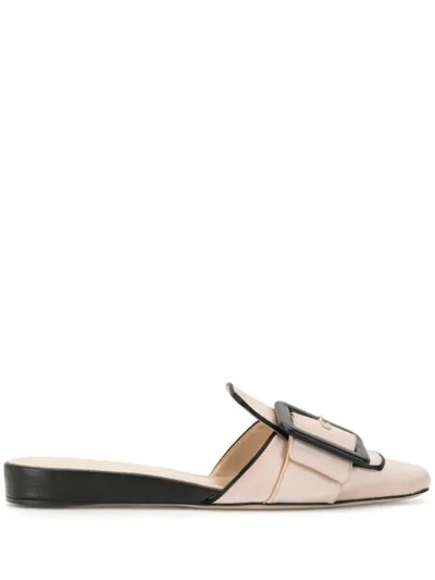 Ports 1961 Buckled 20mm Wedge Mules In Pink