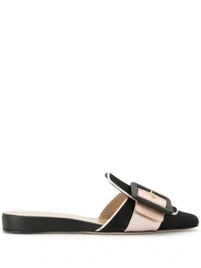 Ports 1961 Buckled 20mm Wedge Mules In Black