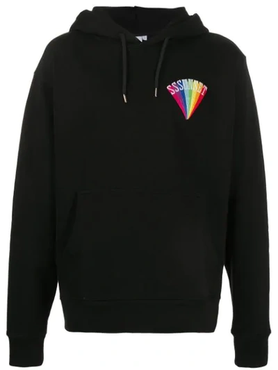 Sss World Corp Long Sleeve Rainbow Logo Hoodie In Black