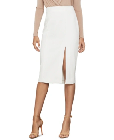 Bcbgmaxazria Side-slit Crepe Pencil Skirt In Off White
