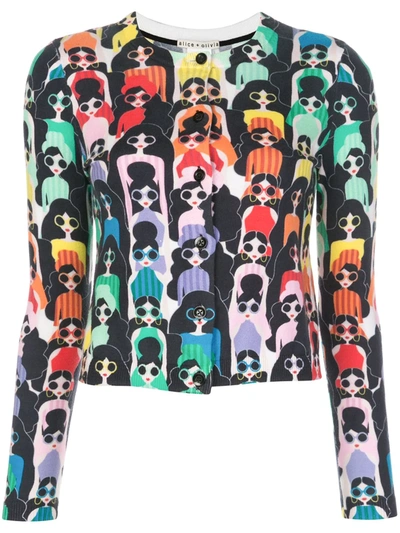 Alice And Olivia Ruthy Printed Cardigan In Multi
