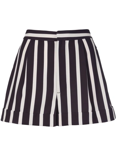 Alice And Olivia Alice + Olivia Conry Pleated-cuff Shorts In Moondust Stripe Black