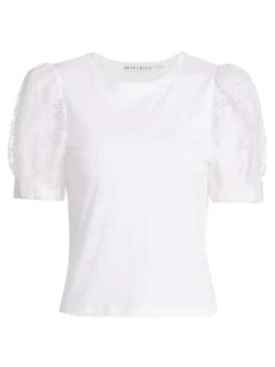 Alice And Olivia Alice + Olivia Posey Puff-sleeve Top In White