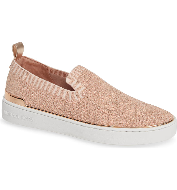 michael kors rose gold slip on sneakers