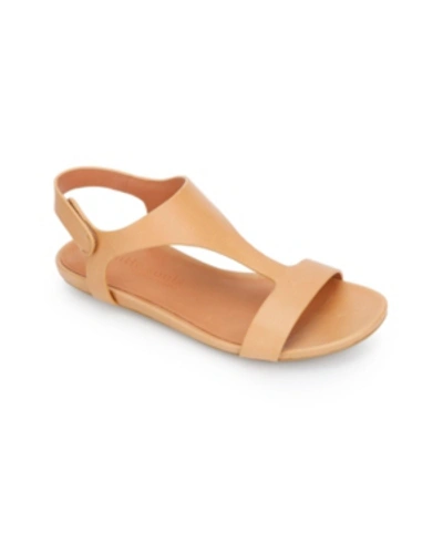 Gentle Souls By Kenneth Cole By Kenneth Cole Lark Slim T-strap Sandals Women's Shoes In Tan