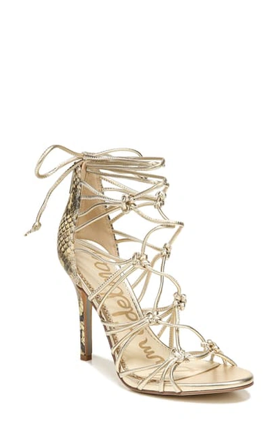 Sam Edelman Women's Adella Knotted Strappy High Heel Sandals In Molten Gold/ Sand Leather