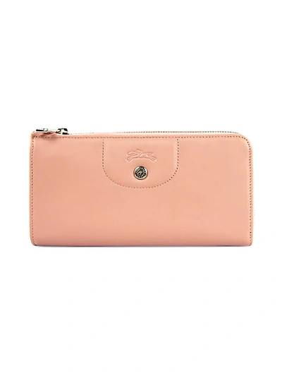 Longchamp Le Pliage Heritage Zip Leather Wallet In Pink