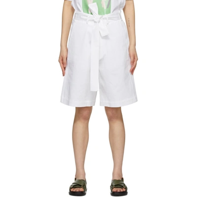 Plan C Long Tie Waist Shorts In 00w03 White