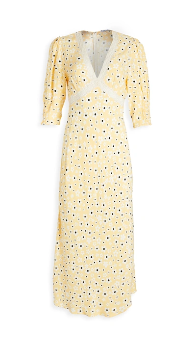 Rixo London Gemma Dress In Yellow/white/black