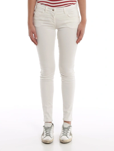 Patrizia Pepe Jeggings With Embroidered Pocket In White