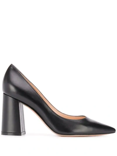 Gianvito Rossi Piper Block-heel Leather Pumps In Black