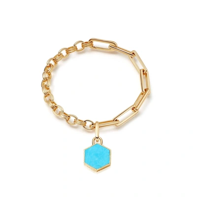 Missoma Hex Chain Bracelet 18ct Gold Plated Vermeil/turquoise