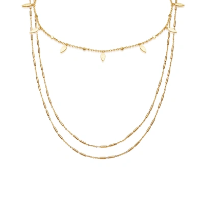 Missoma Gold Leaf & Vervelle Chain Choker Necklace Set