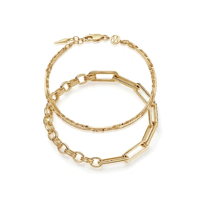 Missoma Axiom & Isa Chain Bracelet Set 18ct Gold Vermeil