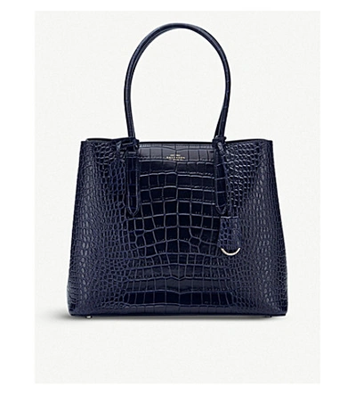 Smythson Mara Ciappa Business Leather Bag In Navy