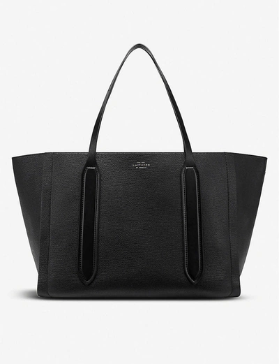 Smythson Ciappa Ludlow Leather Tote Bag In Black
