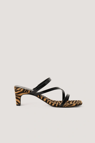 Na-kd Squared Heel Strappy Sandals - Multicolor In Zebra