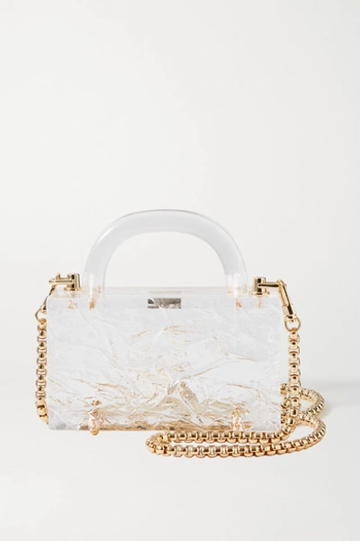L'afshar Mini Leon Bag With Gold Link Chain In Clear