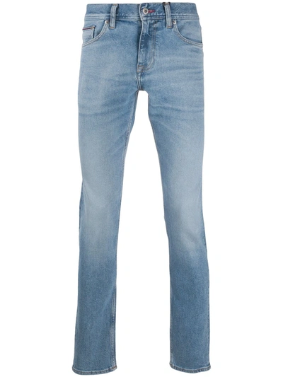 Tommy Hilfiger Straight-leg Stonewashed Jeans In Blue