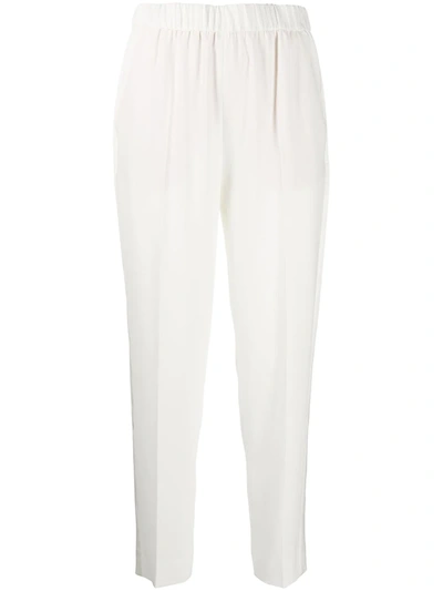 Escada Elasticated-waist Tapered Trousers In White