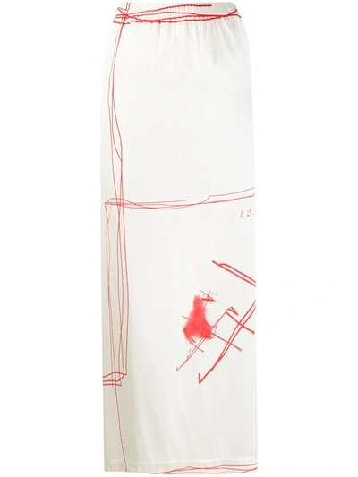 Barbara Bologna Graphic Line Print Skirt In White
