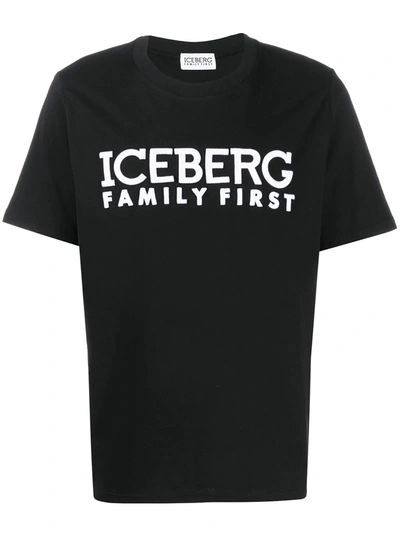 Iceberg Logo Embroidered T-shirt In Black