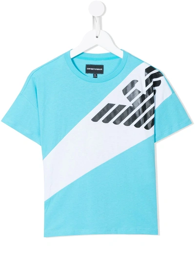 Emporio Armani Kids' Logo Print T-shirt In Blue