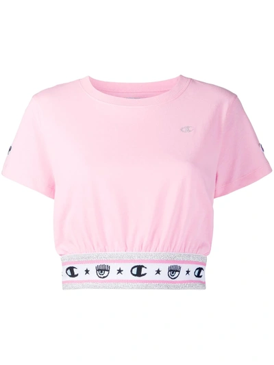 Chiara Ferragni X Champion Cropped T-shirt In Pink