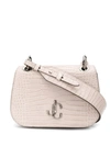Jimmy Choo Small Varenne Crocodile-effect Crossbody Bag In Grey