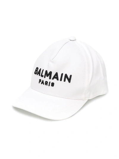 Balmain Kids' Logo-embroidered Baseball Cap In White