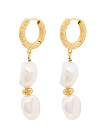 Anni Lu Gold-plated Stellar Pearl Drop Huggie Earrings