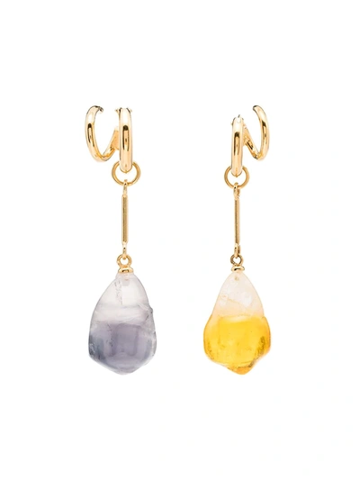 Panconesi Gold Vermeil Pearl Drop Earrings In Multicoloured