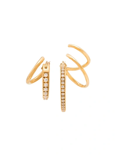 Panconesi Gold Vermeil Crystal Hoop Earrings In Metallic