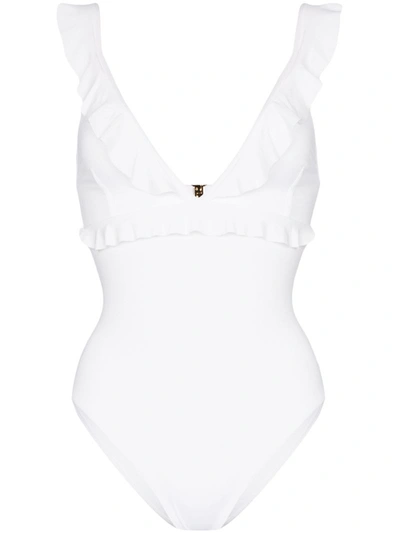 Melissa Odabash Los Angeles Cutout Ruffled Swimsuit In White