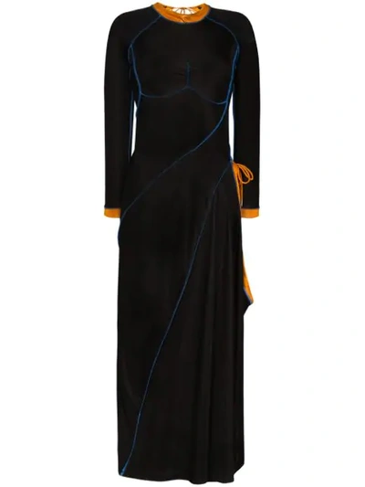 Y/project Asymmetric Tie-fastening Dress In Black