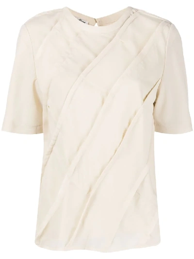 Acne Studios Bias-cut Diagonal Patchwork Blouse In Neutrals