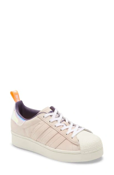 Adidas Originals X Girls Are Awesome Energy Superstar Plateau Sneaker In White/ Coral/ Icey Pink
