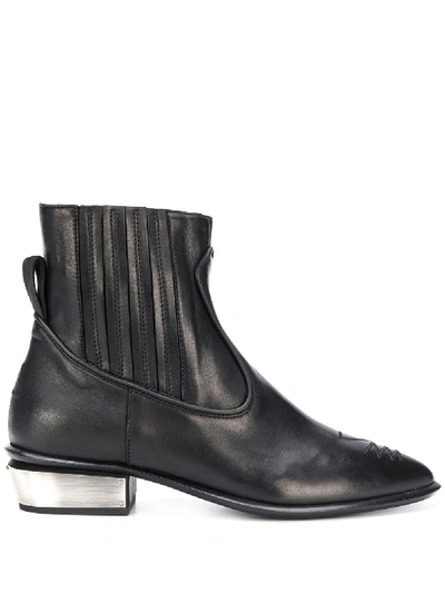 Kate Cate Cowboy Kate Low Heels Ankle Boots In Black Leather