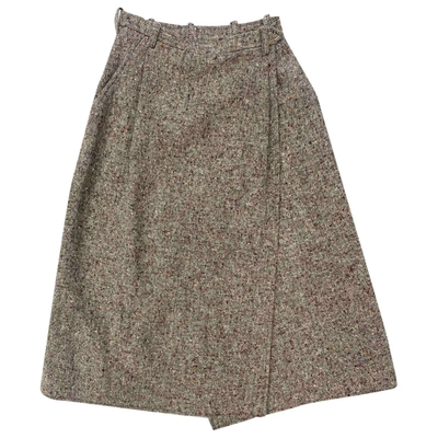 Pre-owned Saint Laurent Tweed Mid-length Skirt In Brown