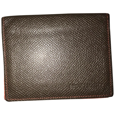 Pre-owned Bruno Magli Leather Card Wallet In Brown