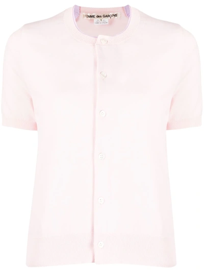 Comme Des Garçons Short-sleeved Cardigan In Pink